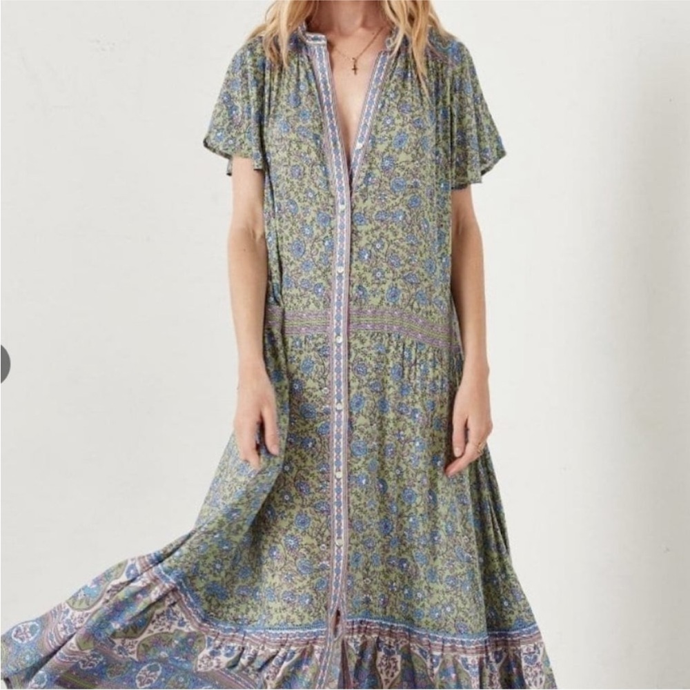 Spell Green Jasmine flutter sleeves midi - Picture 4 of 15